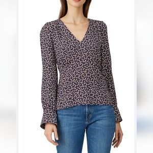 Ba&sh Gil Purple Floral Long Sleeve Blouse, Size M